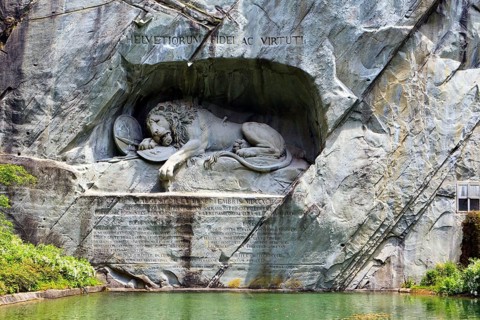 Dying Lion Monument, Glacier Garden, Lucerne, Switzerland, Europe