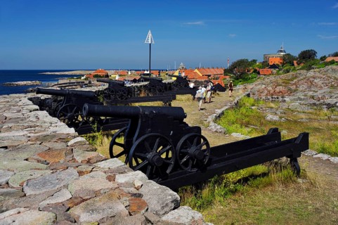 Fortress with cannons, Pea Islands, Bastion, Christianso Island, Denmark, Europe