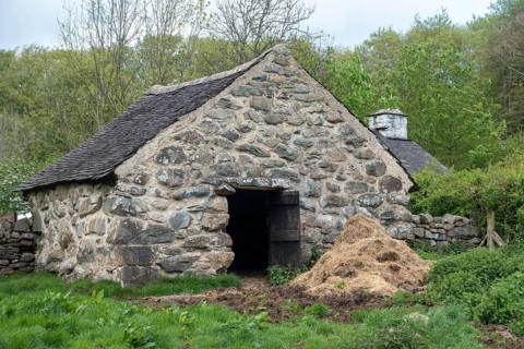 CARDIFF, UK - APRIL 27 : Stone Barn at St Fagans National Museum of History in Cardiff on April 27,