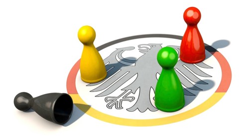 Symbolic image on the topic of forming a government between SPD, FDP and Greens