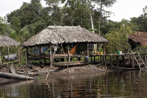 The village of the Warao, Indians in the Orinoco Delta, Venezuela, South America