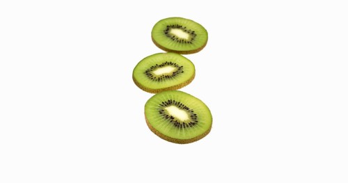 Kiwi (actinidia chinensis), Fruit against White Background