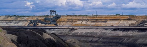 Bucket wheel excavator Takraf 1519 SRs 6300 in the Welzow-Süd opencast lignite mine of Lausitz