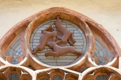Hare window, Paderborn Cathedral, Paderborn, North Rhine-Westphalia, Germany, Europe