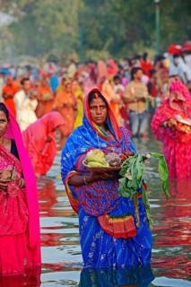 Hindu woman at Hindu Chhath festival, New Delhi, New Delhi, New Delhi, Chhath festival, Hindu
