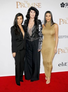 Kim Kardashian West, Kourtney Kardashian and Cher at the Los Angeles premiere of 'The Promise' held