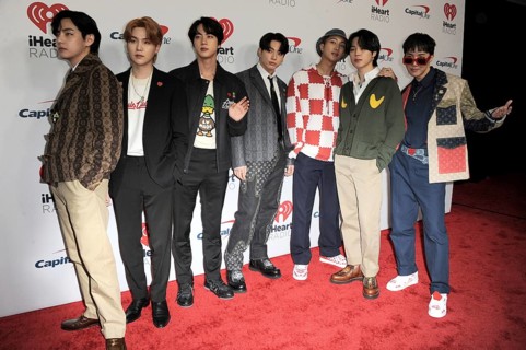 V, Suga, Jin, Jungkook, RM, Jimin and J-Hope of BTS at the 102.7 KIIS FM's Jingle Ball 2021 held at