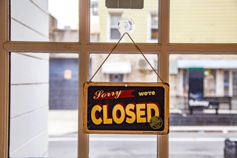 Sorry we're closed sign, Black Starling Bakery, Williamsburg, Brooklyn, New York City
