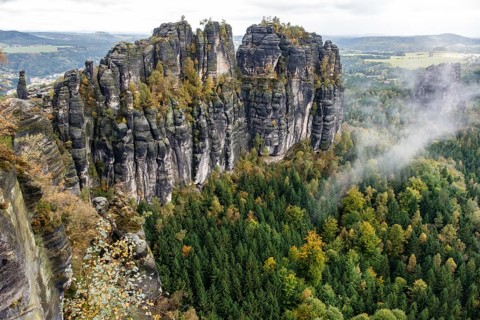 Autumn in the Elbe Sandstone Mountains Bad Schandau Schrammsteine Region