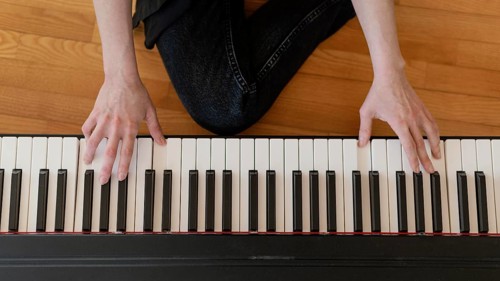 Creative musician practicing home