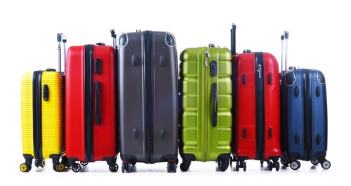Travel suitcases isolated on white background