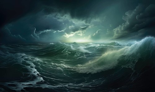 Surfing ocean wave. Blue ocean wave. Nature background. Big ocean waves AI generated