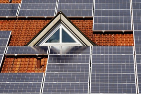 Photovoltaic system on the roof of a house