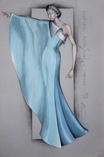Homage to Maria Callas, evening dress, fashion sketch, fashion design, women's fashion, haute