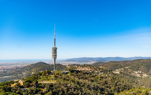 Torre de Collserola television tower on the Tibidabo in Barcelona, Spain, Europe