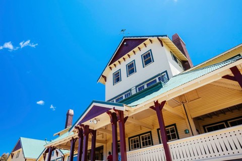 MT BUFFALO, AUSTRALIA- DECEMBER 29 2021: The Mount Buffalo Chalet on a warm summer's day. It was