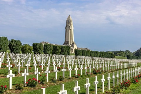 The Douaumont Ossuary and military cemetery for French and German soldiers of the First World War