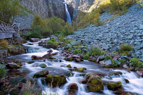 Njupeskär, the highest waterfall in Sweden, Fulufjället National Park, Dalarnas län, Dalarna