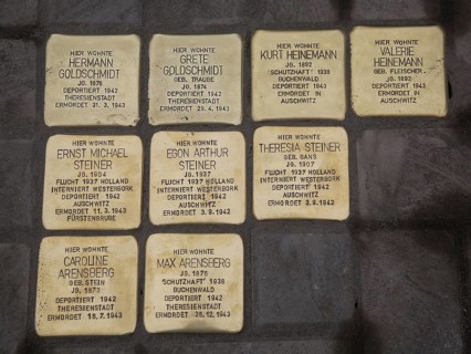 Stolpersteine freshly laid by the artist Gunter Demnig on 11/11/2021 in Magdeburg, Stolpersteine