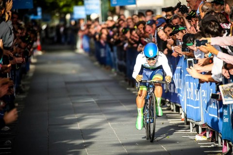MELBOURNE, AUSTRALIA, FEBRUARY 3: Caleb Ewan of ORICA-GreenEDGE nears the finish of the Prologue