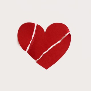 Top view paper heart shape broken. Beautiful photo
