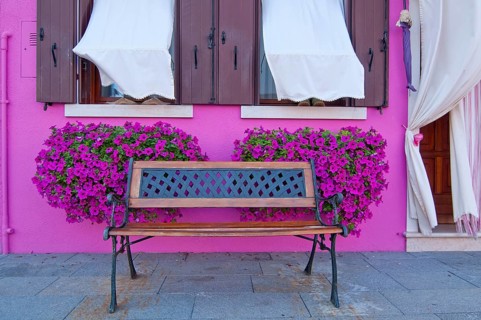 Italy Venice Burano island with traditional colorful houses
