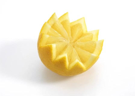Um, lemon (Citrus limon), lemon tree rhombus, YELLOW LEMON Citrus lemon against white background