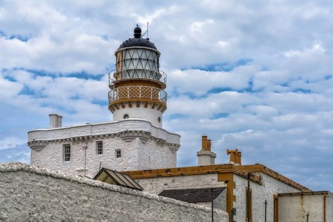 Fraserburgh, United Kingdom - 24 June, 2022: view of the historic Kinnaird Head Castle Lighthouse