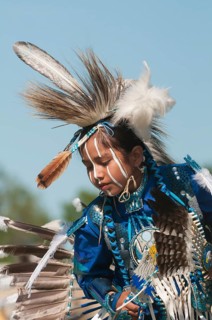 Young Boy Calling All Drums Pow-Wow, Chicken Dance, Rocky Mountain House National Historic Site,