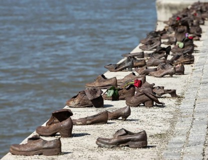 Iron shoes memorial to Jewish people executed WW2 in Budapest