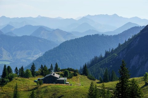 Taubensteinhaus, Spitzingsee, Mangfall Mountains, Upper Bavaria, Germany, Europe
