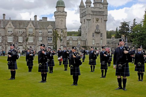 Grampian Police Pipe Band, Balmoral Castle, Aberdeenshire, Scotland, Royal Residence