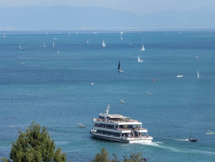 View from the cathedral over Lake Constance, Constance, Lake Constance, Baden-Württemberg, Germany,