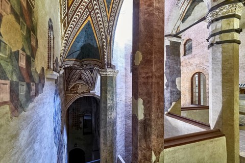 Foligno Umbria Italy. Frescoes at Trinci Palace (Palazzo Trinci), a patrician residence and museum