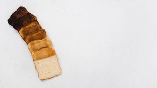 Top view toasted bread arrangement