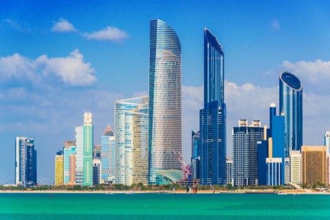 Panoramic view of Abu Dhabi, United Arab Emirates, Asia