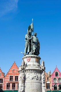 Jan Breydel and Peter De Conik Statue in Market Square Bruges