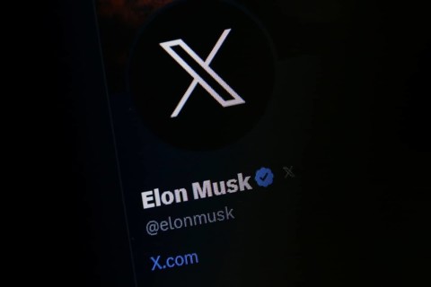 Symbolic image social media, close-up of a dark screen with X logo in Elon Musk's account on the