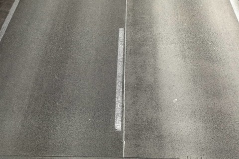 Road marking central reservation, concrete, road surface on a motorway, Germany, Europe