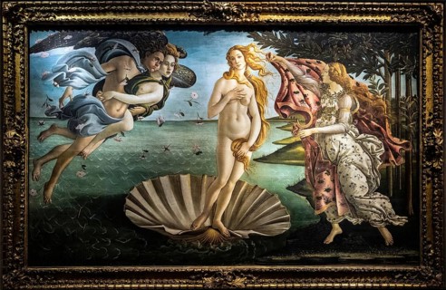 FLORENCE, TUSCANY/ITALY - OCTOBER 19 : The birth of Venus painting in the Uffizi gallery in