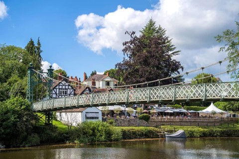 SHREWSBURY, SHROPSHIRE, UK - JULY 13 : View of Porthill Bridge in Shrewsbury, Shropshire, England,