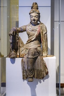 Bodhisattva Guanyin, devotional painted wooden figure, Jin dynasty, 1115-1234, Shanxi, British