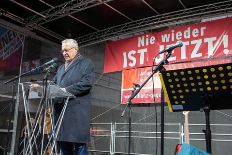 Minister of the Interior Joachim Hermann. Demonstration 'Never again is now' by the Alliance