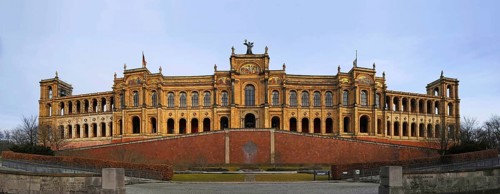 Panorama, panoramic view of Maximilianeum, State Parliament of Bavaria, Munich, Germany, Europe