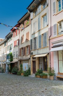 Switzerland - 28 August 2019: view of the historic old town of the Swiss city of Biel