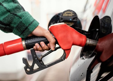 Man gas station with car close up