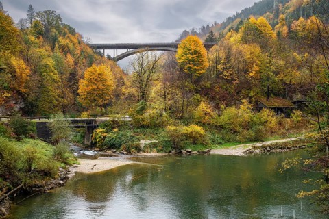Autumn atmosphere on the Enns in Kastenreith near Weyer, Upper Austria, Austria, Europe