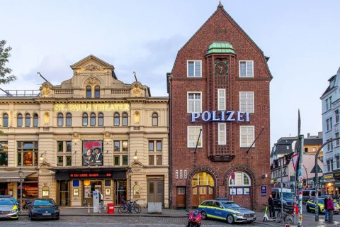 Davidwache, Police Station 15 and St. Pauli Theatre in Reeperbahn, St. Pauli, Hanseatic City of