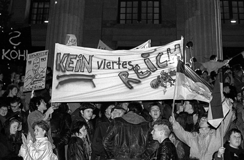 GDR, Berlin, 18 December 1989, demonstration against reunification on the Platz der Akademie (now
