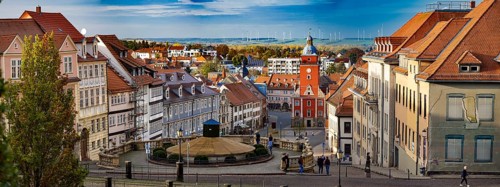View of the old town from Friedenstein Castle, Gotha, Thuringia, Germany, Europe
